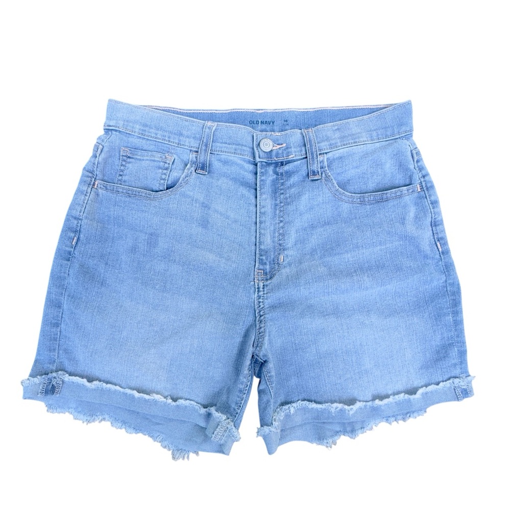 Old Navy Girl’s Denim Shorts Size 16 Plus Light Wash Frayed Hem Adjustable Waist